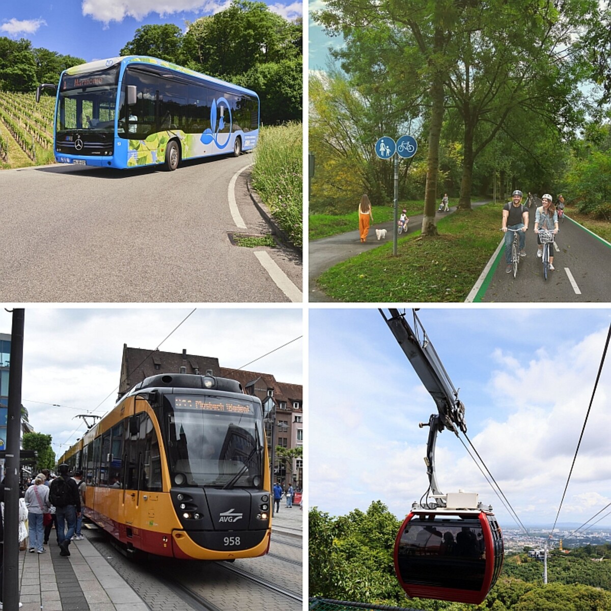 Vier Verkehrsmittel
