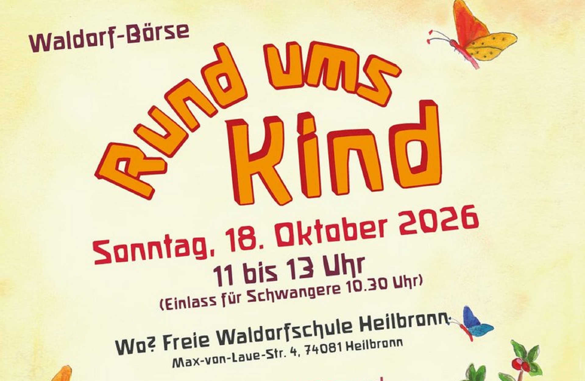 Plakat für die Waldorfbörse Rund ums Kind