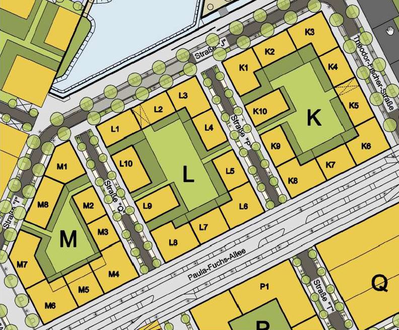 Rahmenplan der Baufelder K, L und M