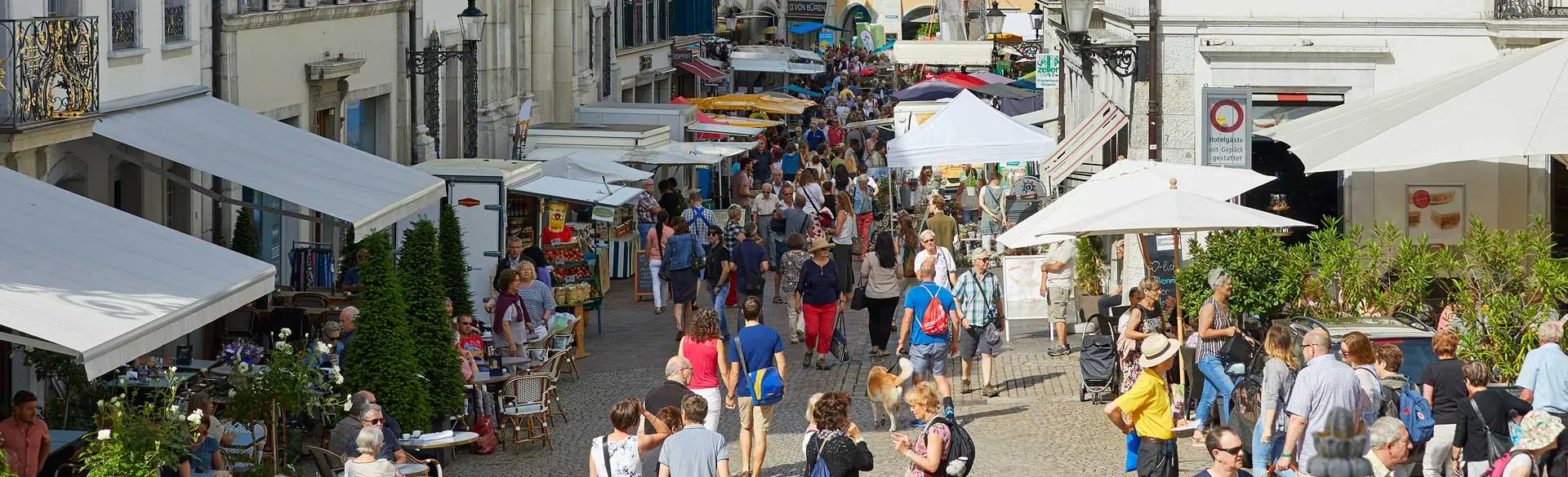 Ein Headerbild: Man sieht die Fußgängerzone von Solothurn