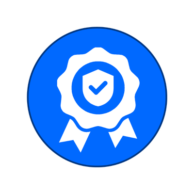 Symbolbild Verlässlichkeit: Man sieht eine Medaille mit einem Schild.