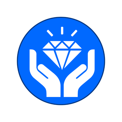 Symbolbild Wertschätzung: Zwei Hände halten einen Diamant