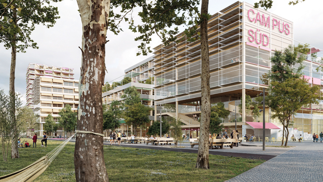 Visualisierung: So planen die Berliner Büros ROBERTNEUN Architekten und SINAI Gesellschaft von Landschaftsarchitekten den Bereich zwischen Mannheimer Straße, Bleichinselbrücke, Neckar und Untere Neckarstraße. © ROBERTNEUN Architekten mit sinai Landschaftsarchitekten, Berlin