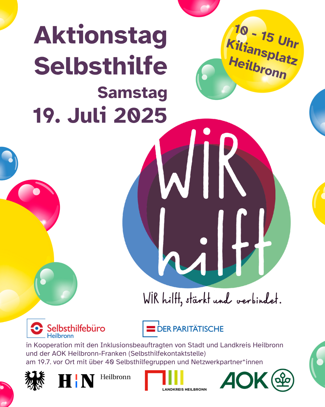 Das Plakat des Aktionstages. Von 10 bis 15 gibt es ein breites Programm und die Chance, einzelne Selbsthilfegruppen kennenzulernen.