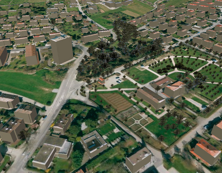 3D-Stadtmodell vom Bereich Botanischer Obstgarten 