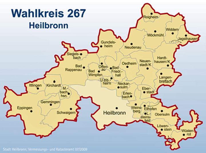 Karte des Wahlkreises 267 Heilbronn 