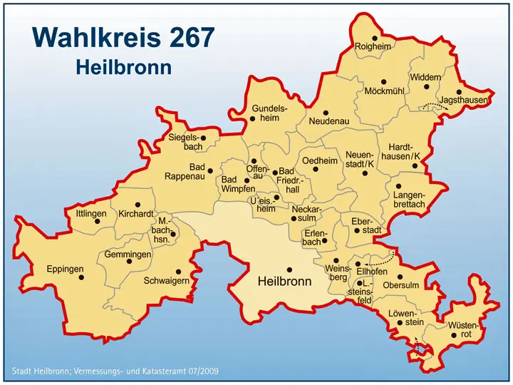 Karte des Wahlkreises 267 Heilbronn
