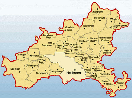 Karte des Wahlkreises 268 Heilbronn