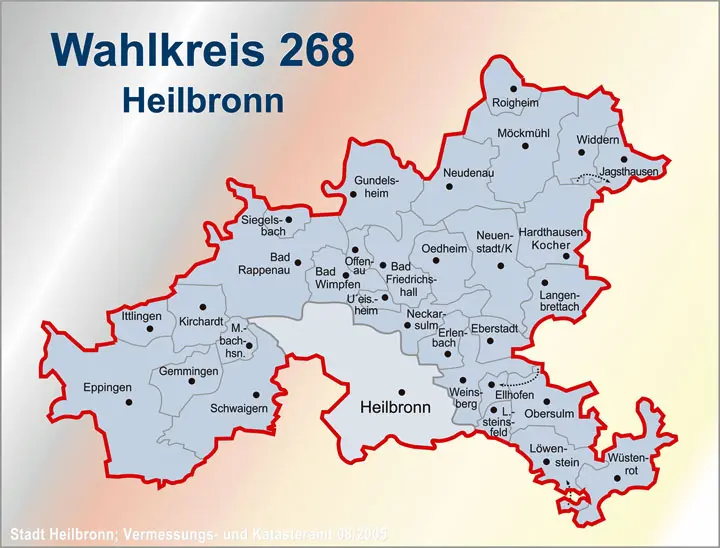 Karte des Wahlkreises 268 Heilbronn