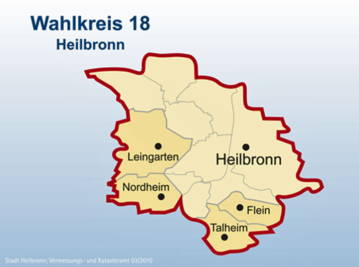 Karte des Wahlkreises 18 Heilbronn