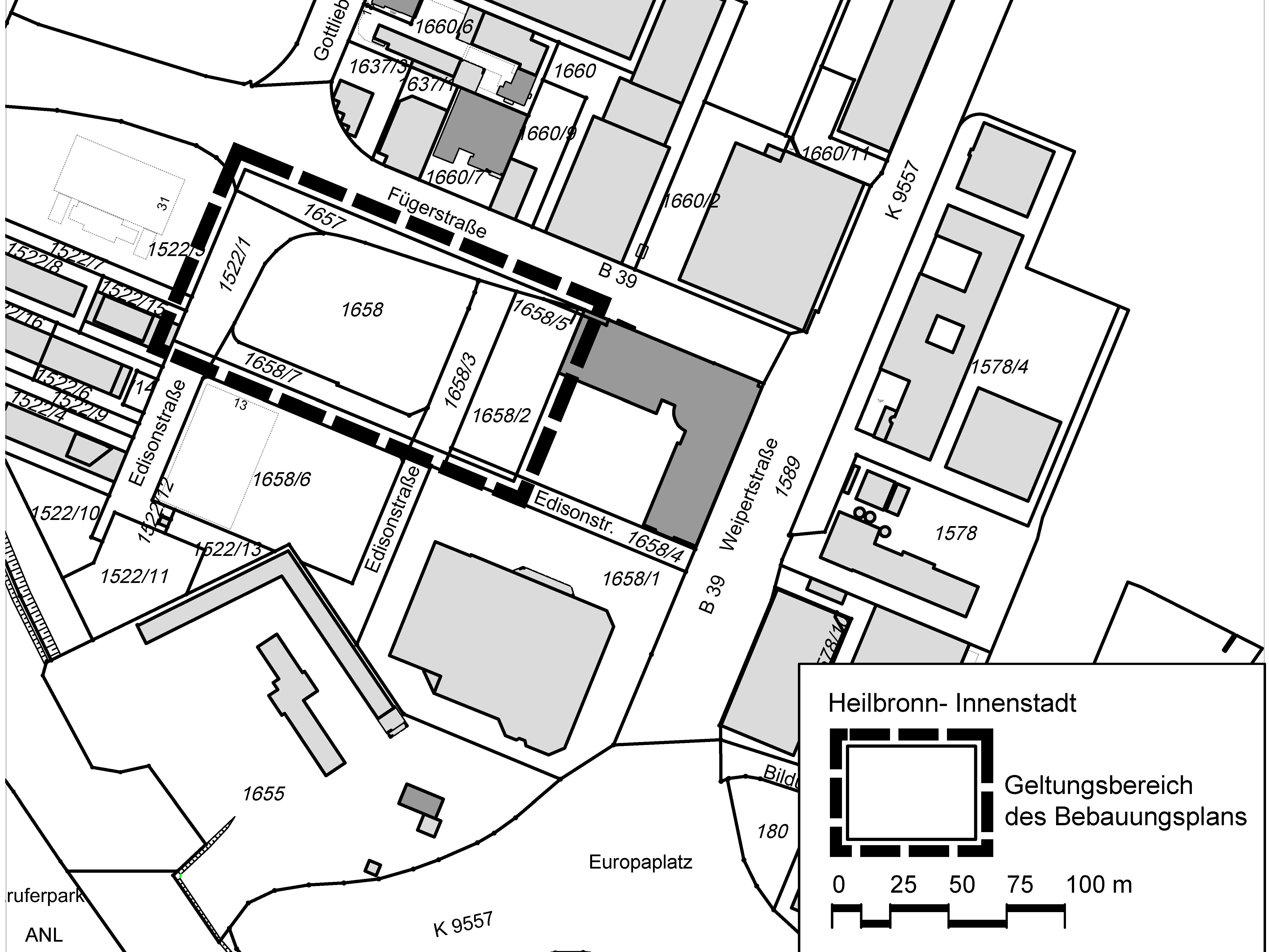Übersichtsplan Bildungscampus West - Kartengrundlage: Vermessungs- und Katasteramt