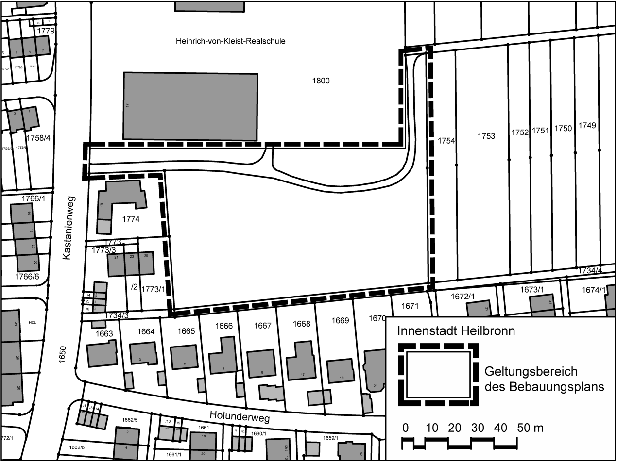 Übersichtsplan Östlich Kastanienweg - Kartengrundlage: Vermessungs- und Katasteramt