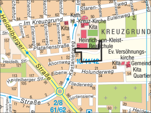 Übersichtsplan zur Lage im Stadtgebiet: Östlich Kastanienweg - Kartengrundlage: Vermessungs- und Katasteramt