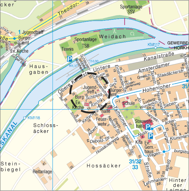 Übersichtsplan Ortskern Horkheim West - Kartengrundlage: Vermessungs- und Katasteramt