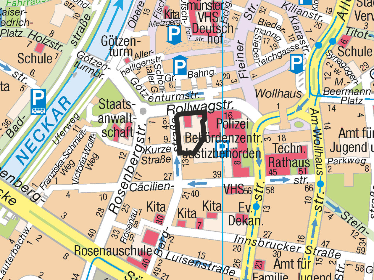 Übersichtsplan zur Lage im Stadtgebiet: Rollwagstraße 8-14 - Kartengrundlage: Vermessungs- und Katasteramt