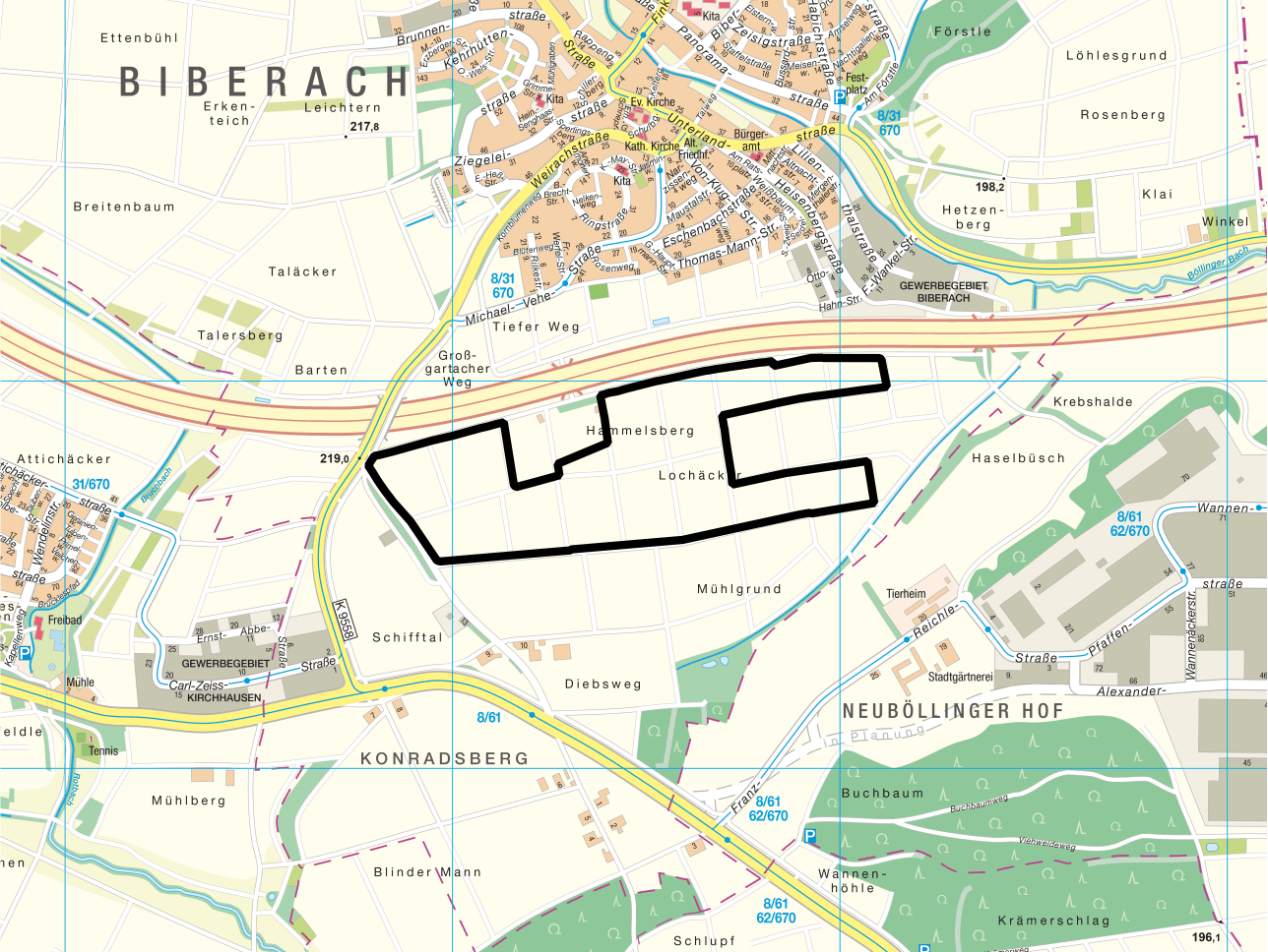 Übersichtsplan zur Lage im Stadtgebiet: Solarpark Hammelsberg - Kartengrundlage: Vermessungs- und Katasteramt