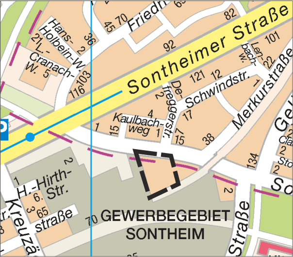 Übersichtsplan Sontheimer Landwehr 10-14 - Kartengrundlage: Vermessungs- und Katasteramt