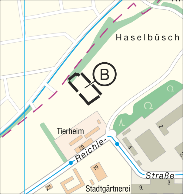 Übersichtsplan Sportanlagen Leinbach Geltungsbereich B - Kartengrundlage: Vermessungs- und Katasteramt