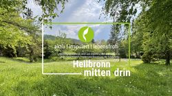Wiese mit Banner Heilbronn mitten drinn