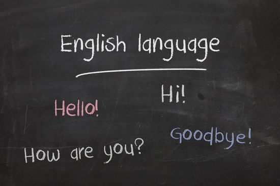 Tafel mit englischen Wörtern