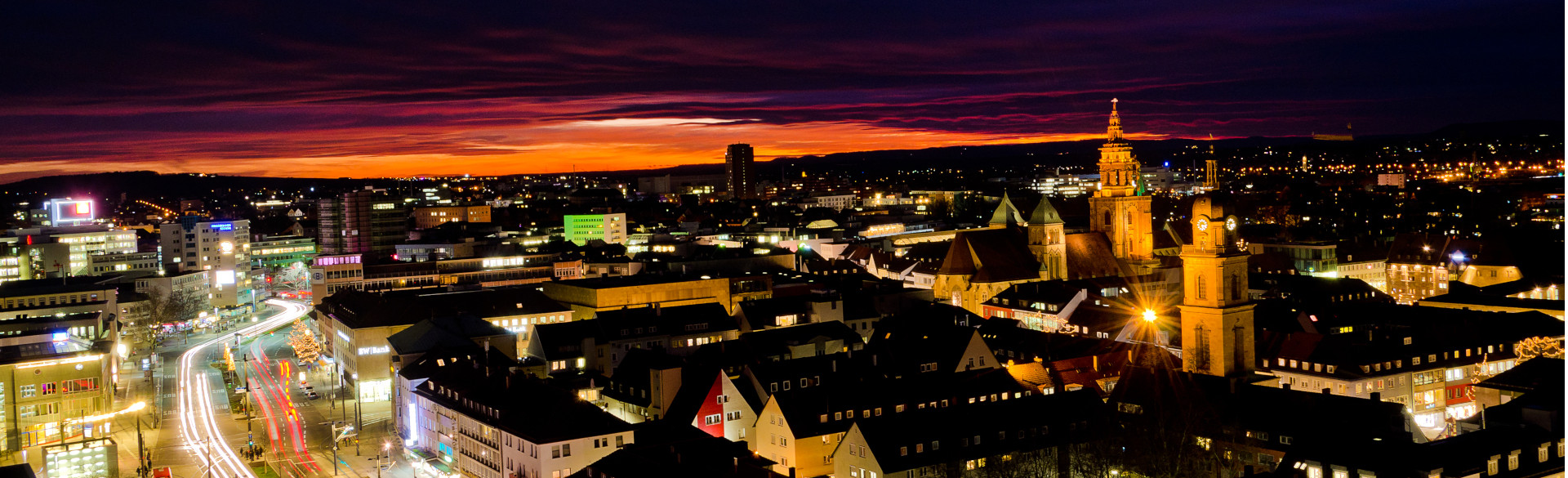 Heilbronn Allee bei Nacht