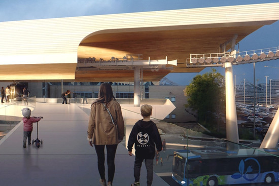 So könnte eine Seilbahnstation in Heibronn aussehen. Dies ist ein Thema bei
der Bürgerinformation am 1. Juli., © Bild: Stadt HN/Drees&Sommer/UNStudio