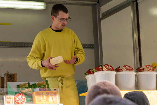 Käsehändler auf dem Heilbronner Pferdemarkt