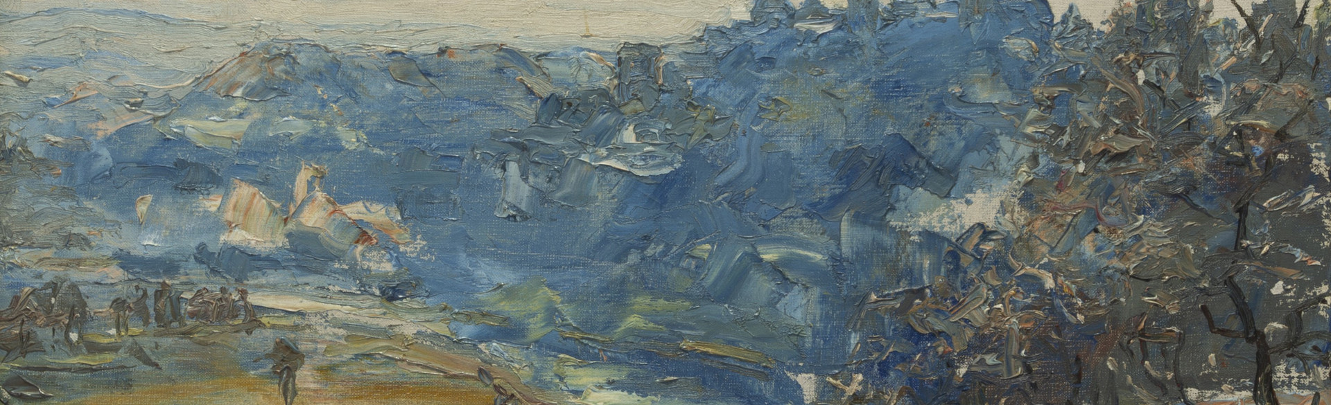 Hermann Busse, Neckarlandschaft mit Wimpfen, um 1950