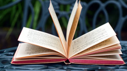 Buch auf Gartenstuhl