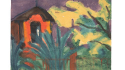 Emil Nolde, Italienische Landschaft mit rotem Haus, um 1924, Aquarell auf Japanpapier, Dauerleihgabe aus Privatbesitz